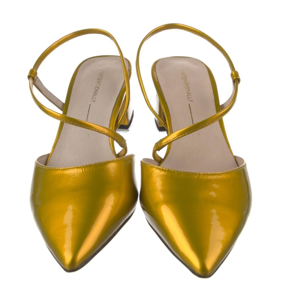 Intentionally Blank Patent Leather Slingback Pumps